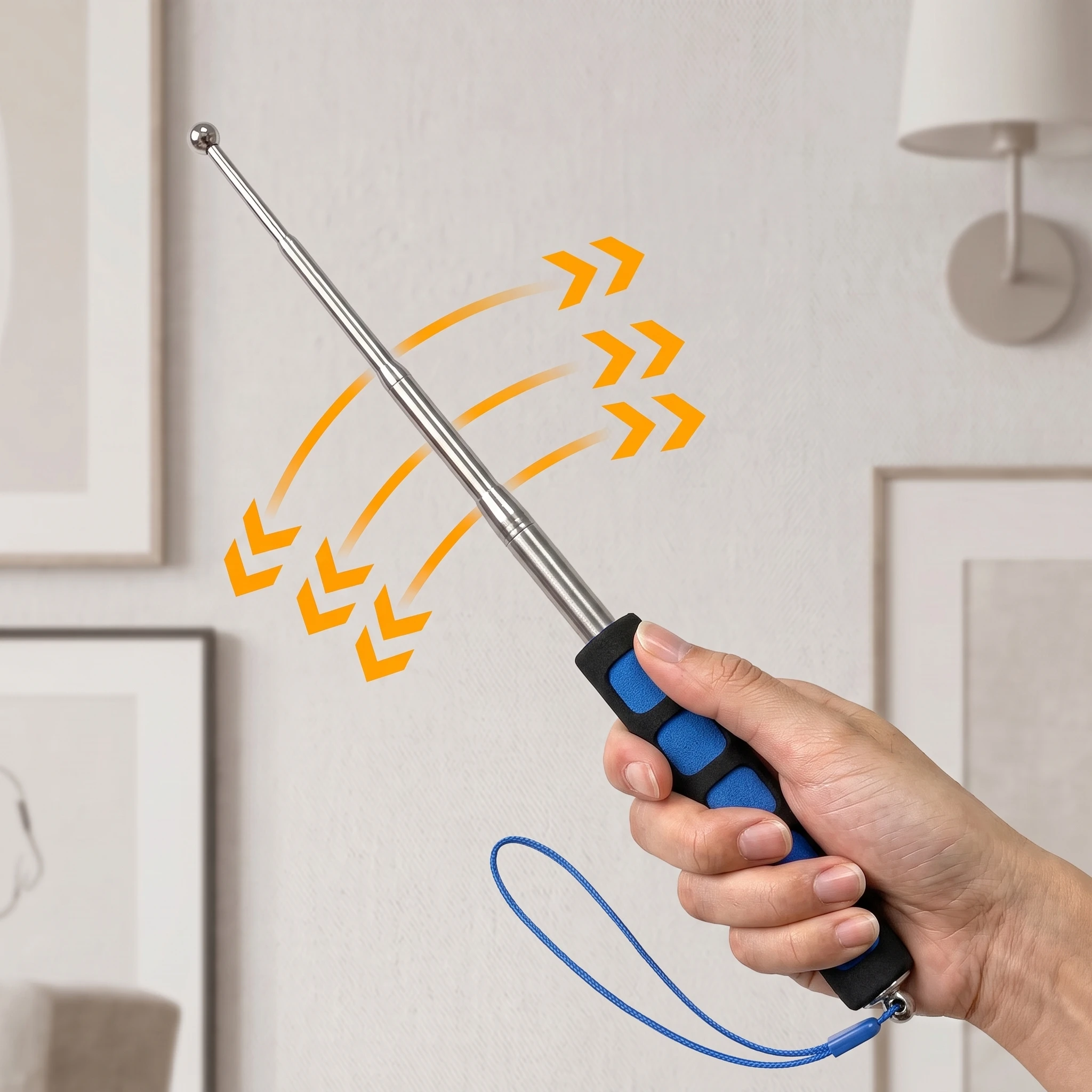 120cm Telescopic Hollow Sound Detection Hammer, Steel Wall Tile Inspection Tool for Home Building Testing Use, Random Color