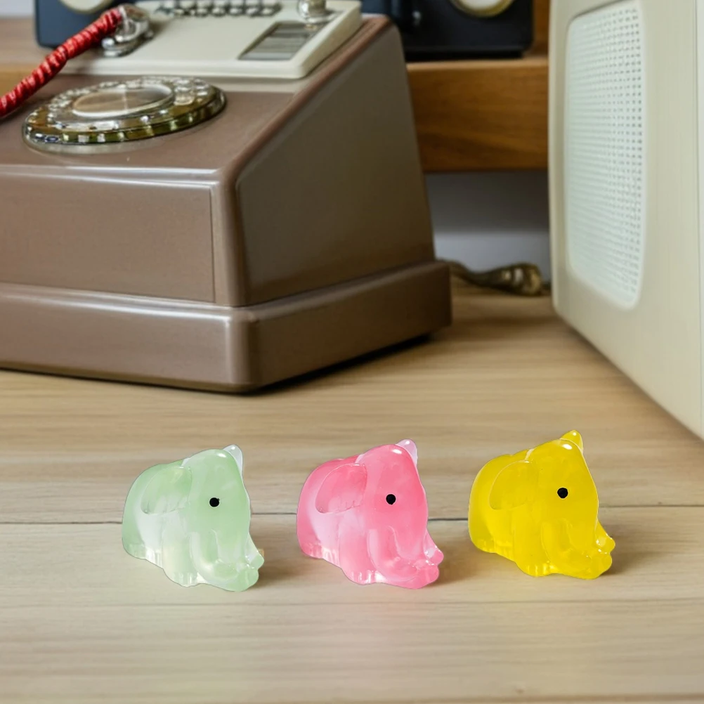 

18 Pcs Luminous Decorations Elephant Resin Figurines Home Figure Desktop Micro Landscaping Fairy Garden Mini Figures