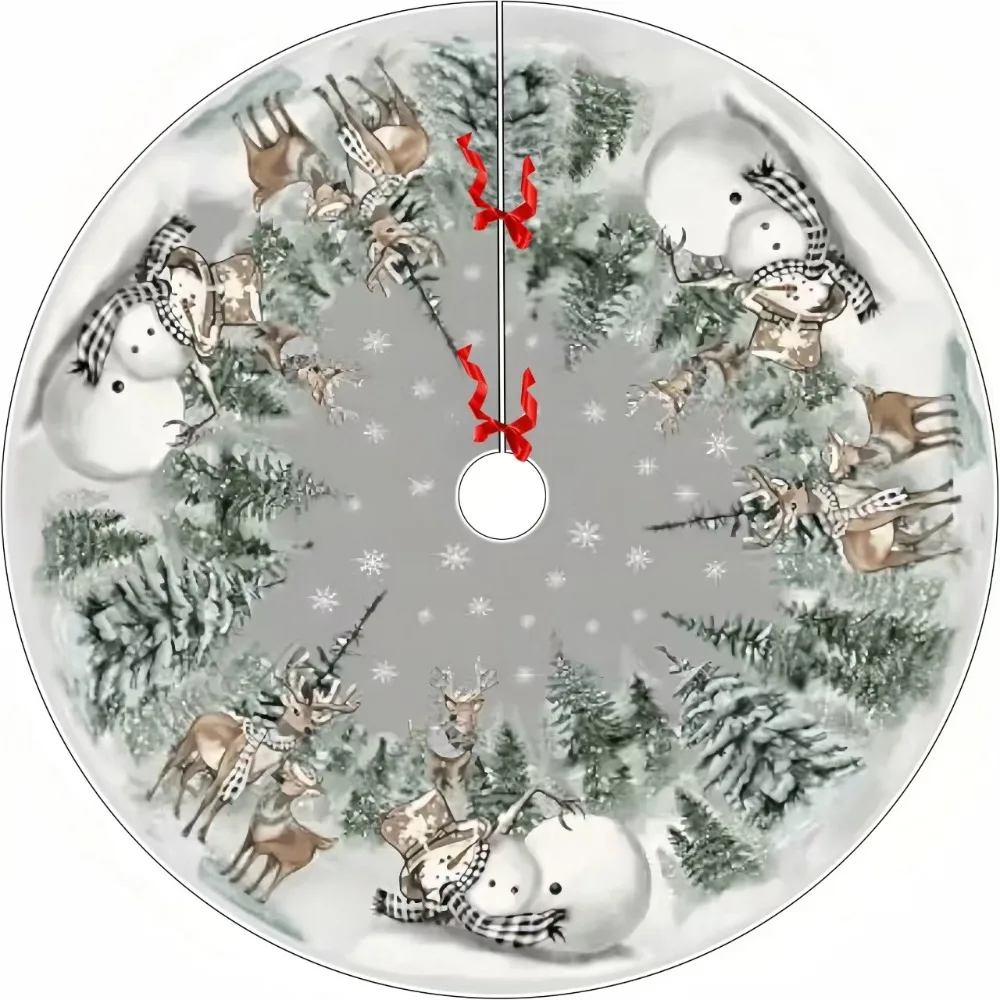 

Red Swirl Christmas Tree Skirts Large Size Round Christmas Tree Mat Polyester 90/120cm Xmas Tree Foot Cover Wedding