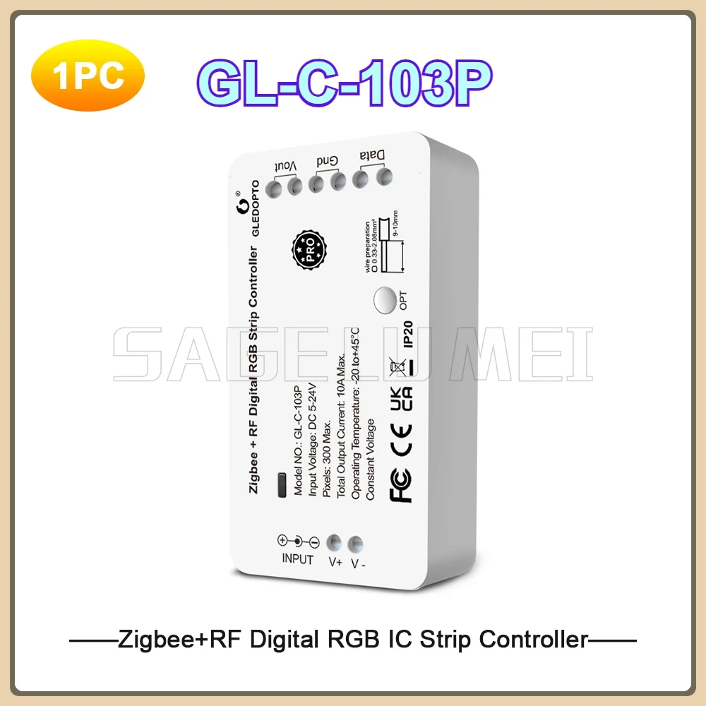 Gledopto DC5-24V LED Pixel Controller Addressable Strip Light Dynamic Lighting Effect For WS2811/2812 Flexible RGBIC ZigBee RF