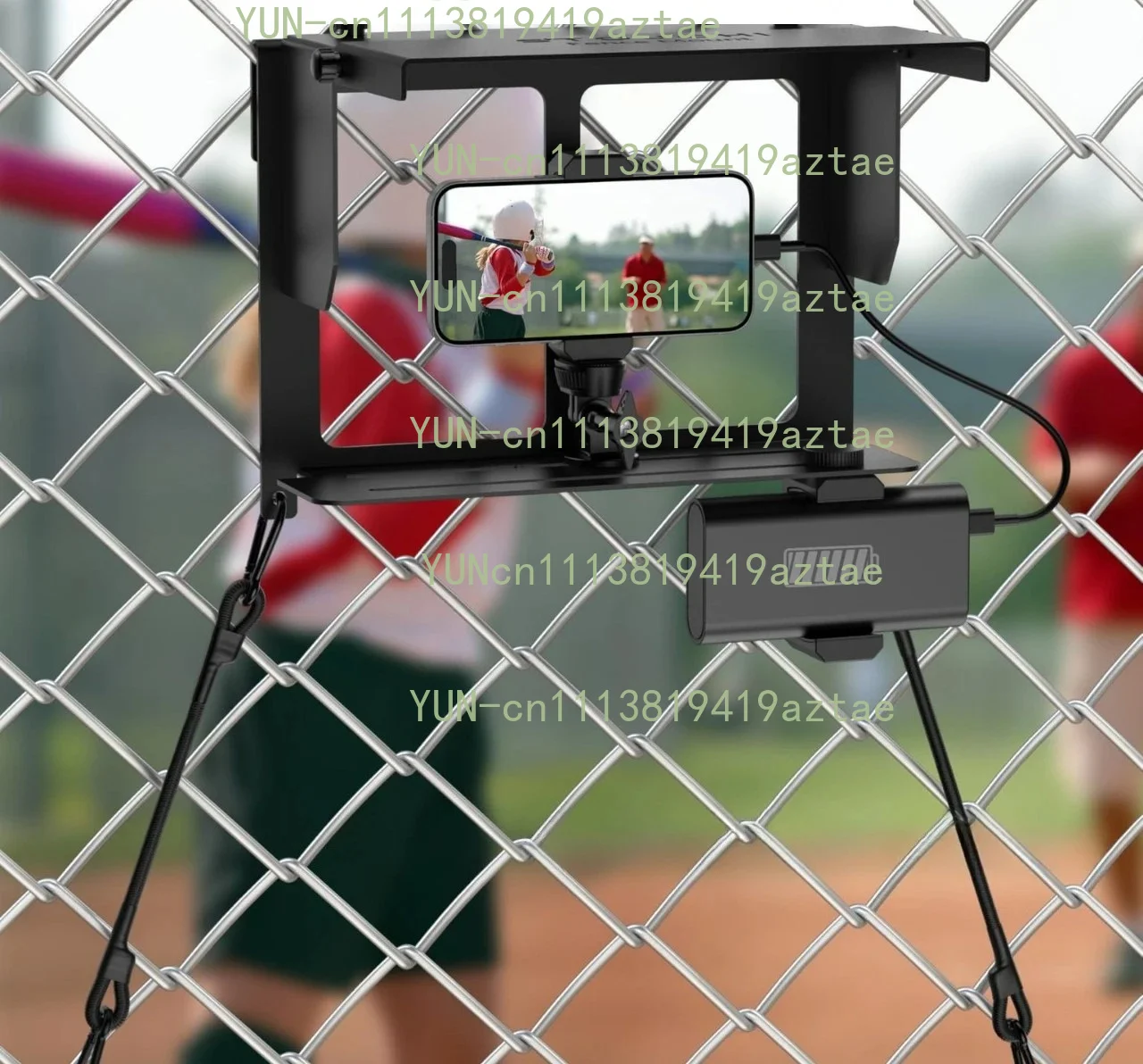 Sports camera Outdoor photography Hanging net bracket with adjustable sun visor Metal mobile phone fence bracket