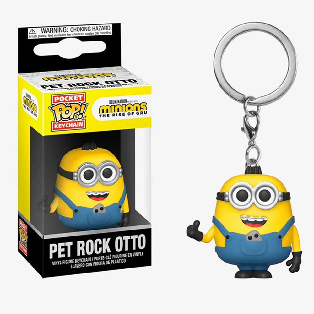Funko Pop Minions سلاسل المفاتيح كارل الأسطوانة التزلج ستيوارت الكونغ فو كيفن بوب الفينيل ألعاب شخصيات الحركة البوب جيب سلاسل المفاتيح الهدايا