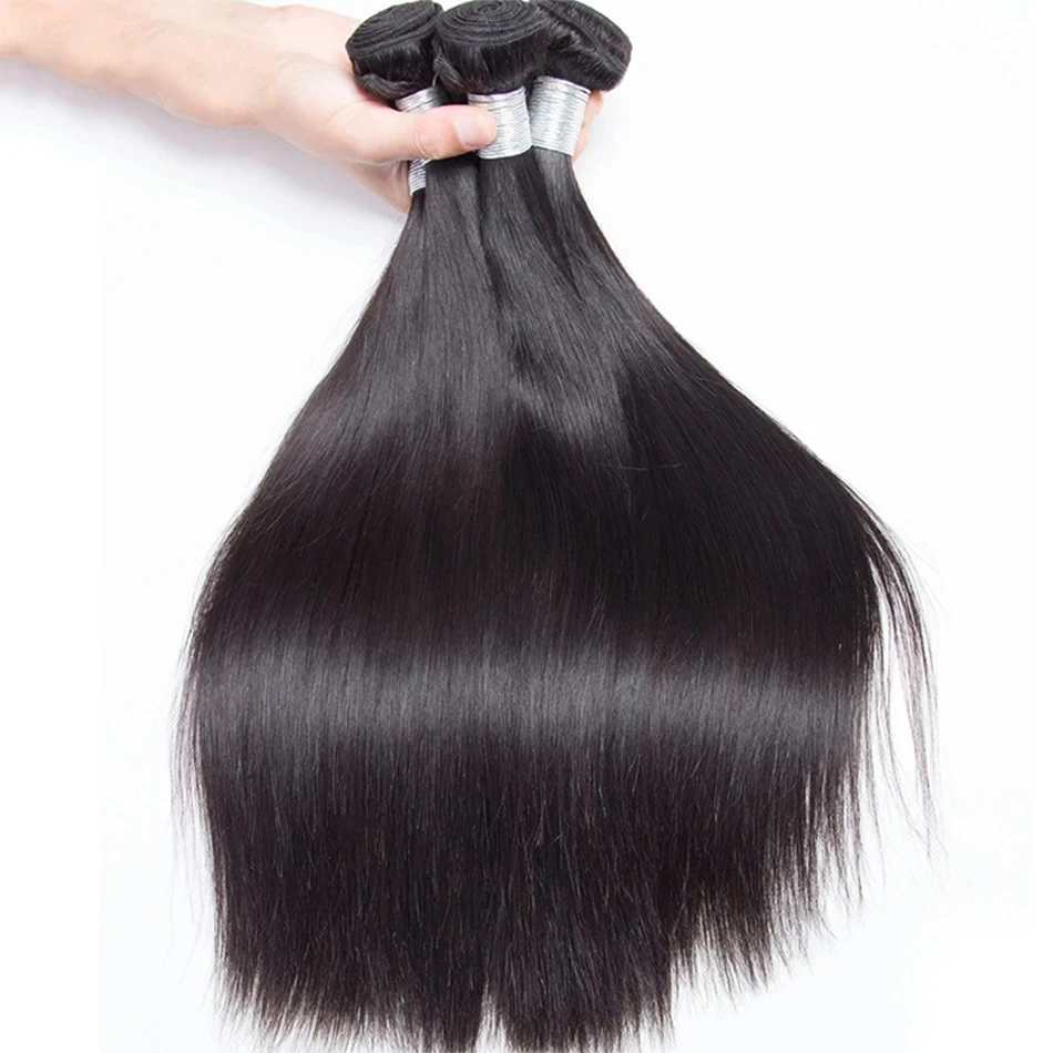 Bundles de cheveux humains raides brésiliens, Extensions de cheveux vierges non transformés, Richesse 100%, Promotion, Tissage bon marché, 30 po