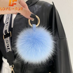 2024 Women Luxury Pompom Keyring Accessories Bag Decoration Emo Trinket Jewelry Gifts Fluffy Real Fox Fur Ball Poms Keychain