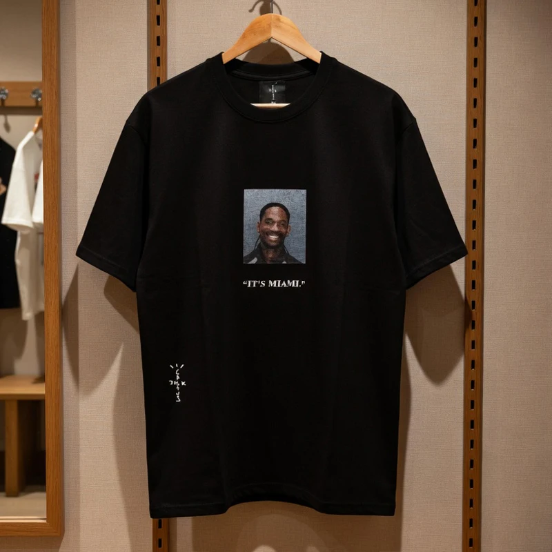 Sommerliches, modisches Cactus Jack T-Shirt mit Porträtdruck, hochwertige, alltägliche Freizeit-Tops für Männer und Frauen, Utopia, kurzärmelig