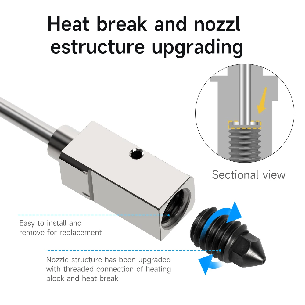 Upgrade Hotend Kit For Bambu Lab X1 P1P 500°C Hardened Steel Nozzle Plated Copper Heater Block for Bamboo Lab X1 X1C Hot End