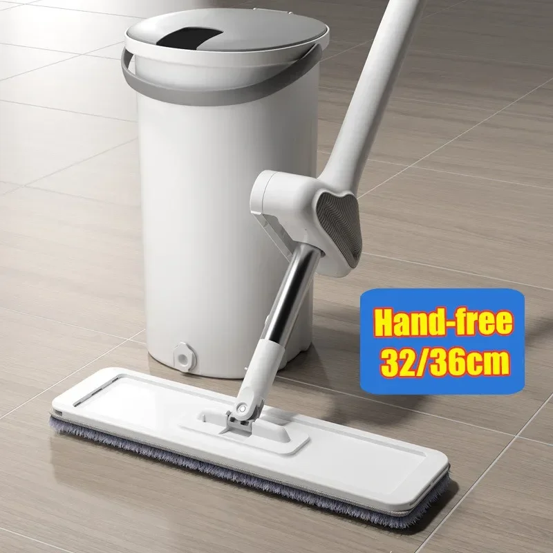 

Squeeze Mop With For Wash Floor Self Cleaning Tools Flat Wiper Wring Automatic Home Help Lazy Rag House Lightning Offers