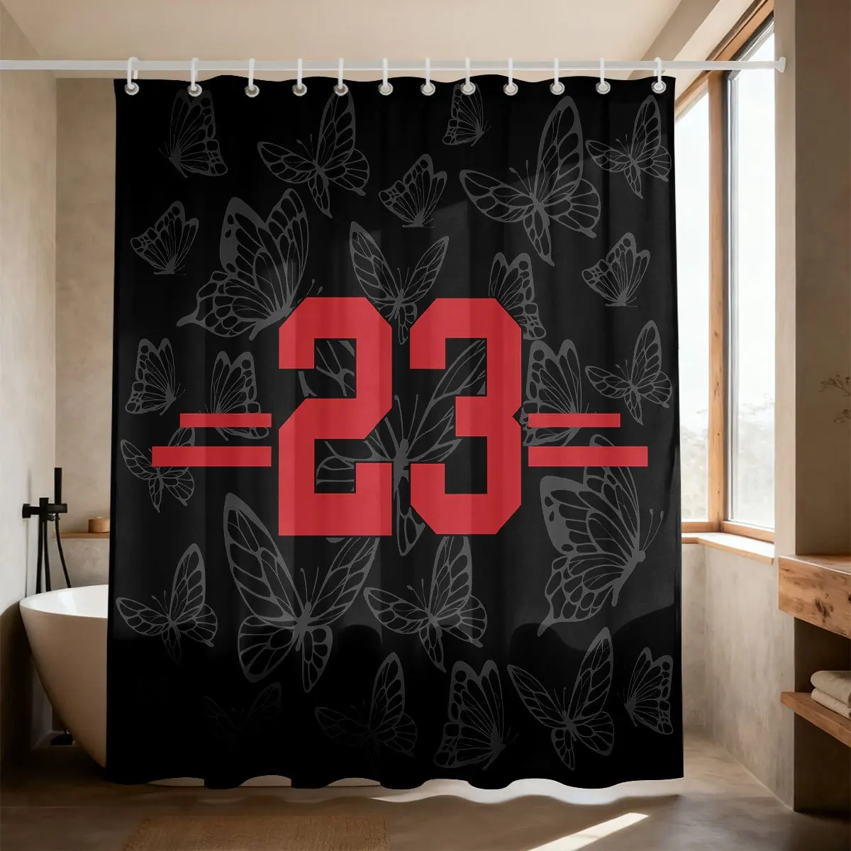 Trendy Number 23 with Grey Butterfly Silhouette Pattern Bath curtain Cozy Plush Bedspread Portable  for Bedroom
