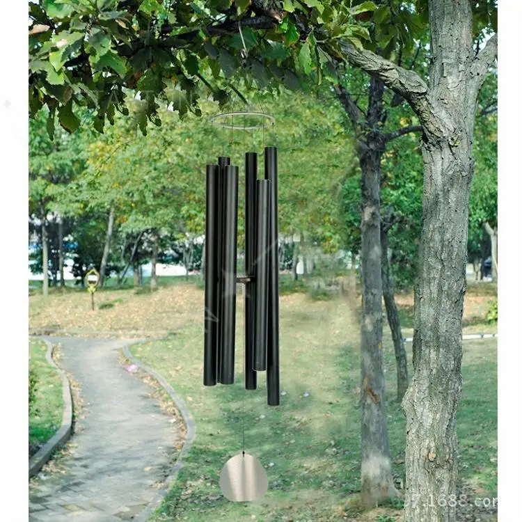 Pentatonic Wind Chime, 170cm Sand Grained Black Aluminum Chimes for Garden, Home Decor, Meditation, and Relaxation