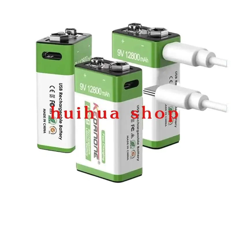 

New 9V Rechargeable Battery 12800mAh Micro USB Lithium Batteries for Multimeter Microphone Toy Remote Control KTV Li-ion Battery