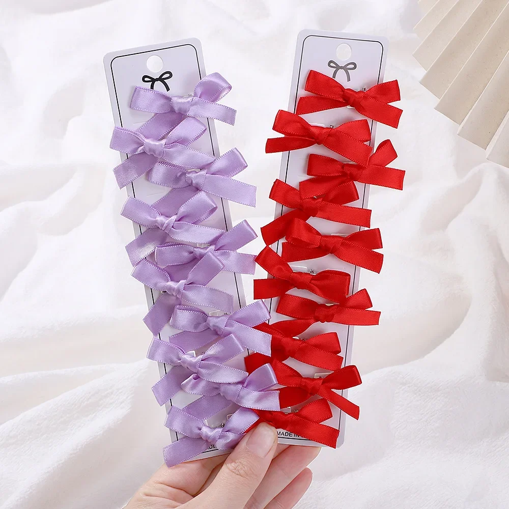  10 Stück Mädchen-Haarschleifen Mini-Haarspangen Metall-Haarnadeln Kopfschmuck Handgemachte Bandschleifen-Clips Modische Haaraccessoires – Detail 2