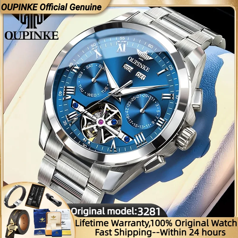 

OUPINKE 3281 Men Original Luxury Watch Fully Automatic Mechanical Waterproof Sapphire Mirror Watch Top Calendar Week Men Watch