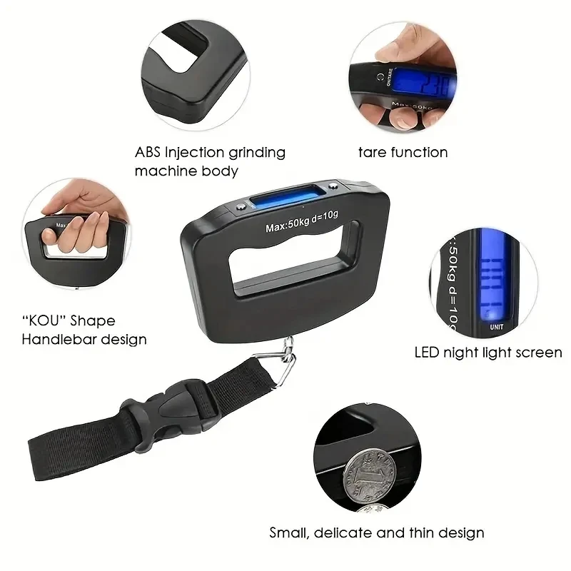 50kg/10g Digital Luggage Scale Electronic Portable Suitcase Travel Weighs with Backlight Electronic Travel Hanging Scales