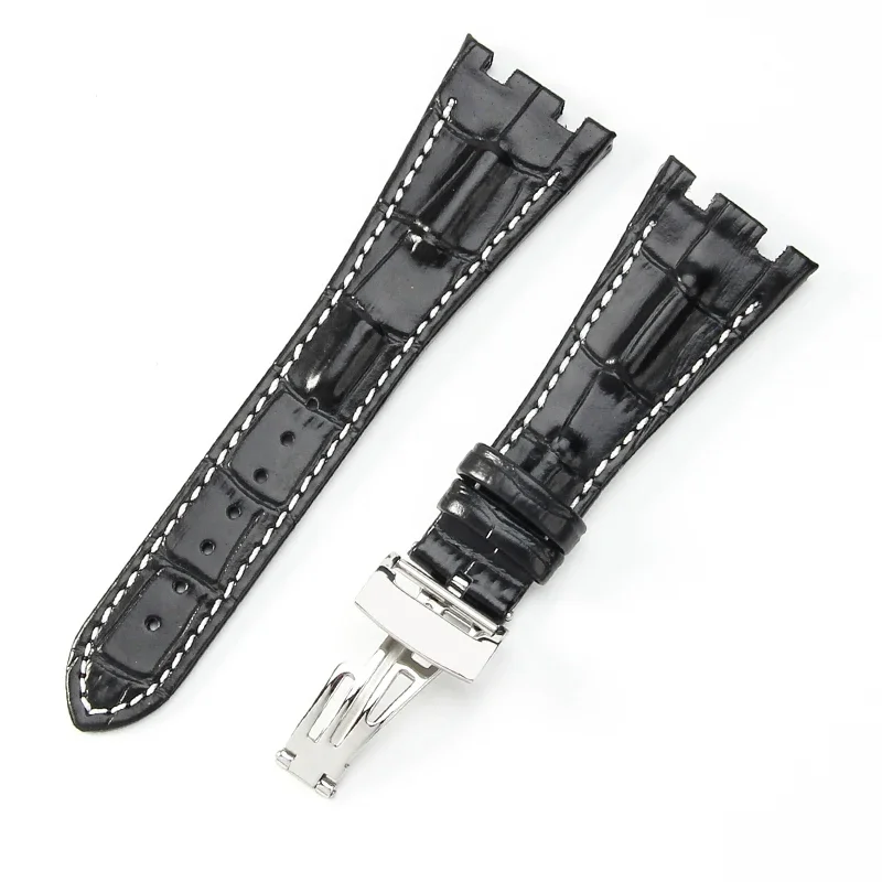 ل AP Oak خاص مريح الغبار الصلبة الفولاذ المقاوم للصدأ للطي مشبك المطاط الجلود الساعات 18 مللي متر اكسسوارات الساعات