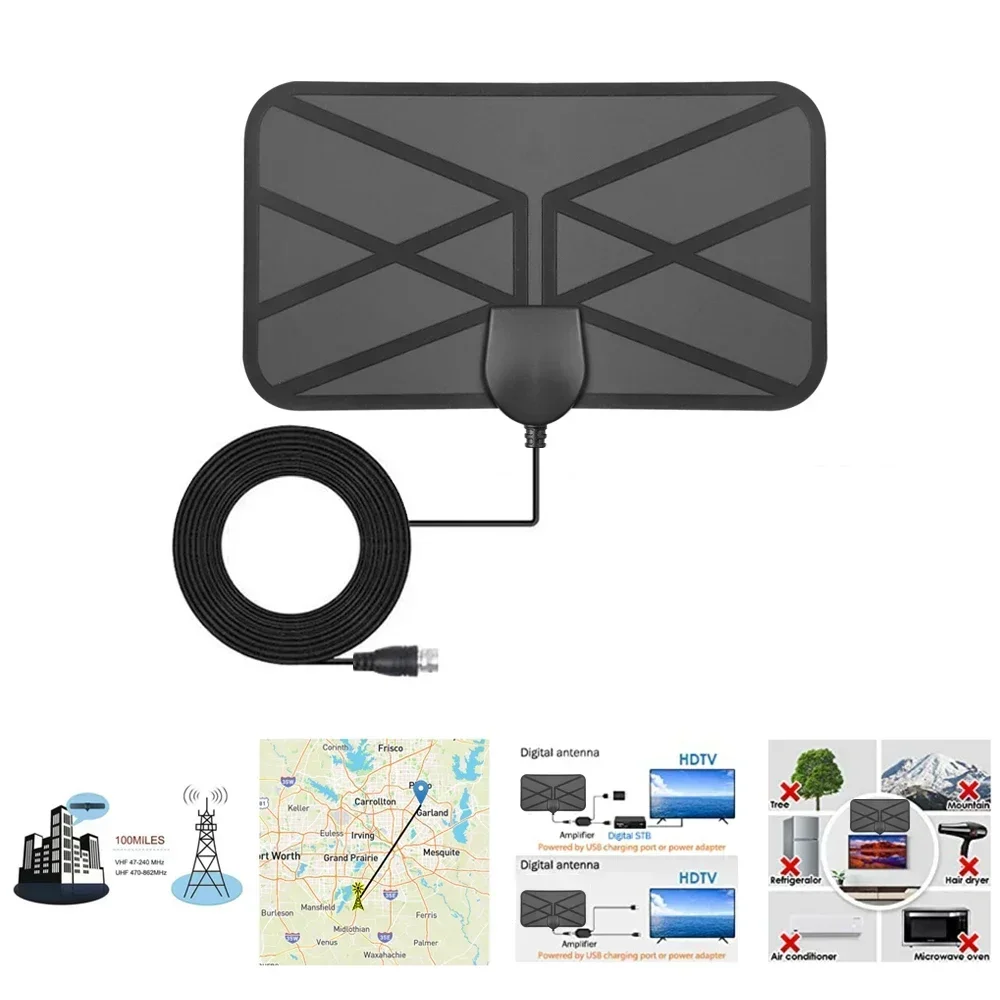 Antenne TV numérique HD portable - Antenne DVB intérieure/extérieure amplifiée 30DBI avec réponse rapide