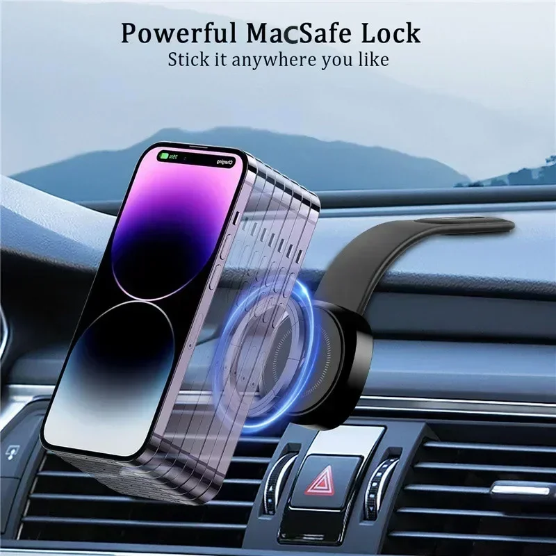 Car Magnetic Wireless Charger Adhesive Style Adjustable Dashboard Phone Chargers For Magsafe iPhone 16 15 14 13 12 Fast Charging