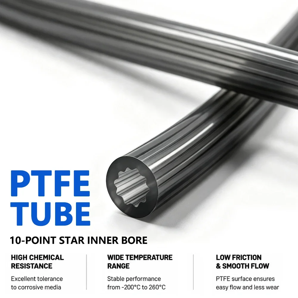 Tubo in PTFE a forma di stella Teflonto, diametro interno 2,5 mm, diametro esterno 4 mm, resistente alla corrosione, tubo protettivo per il trasporto,
