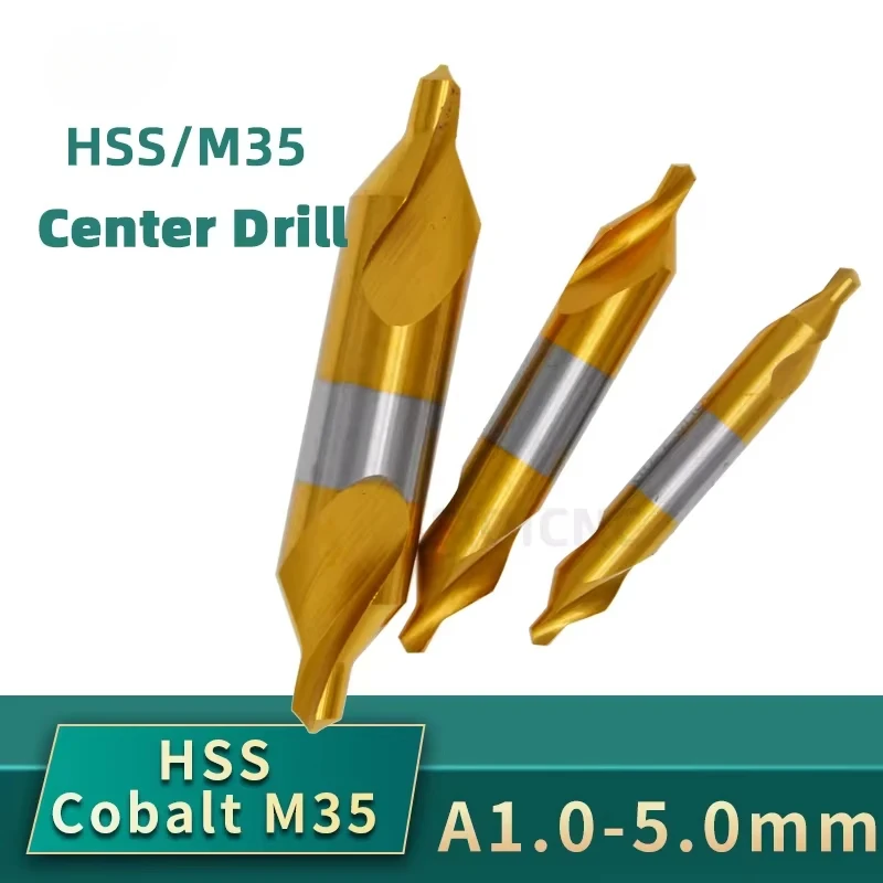 RIGTIP HSS Combined Center Drills Ti-Coated 60 Degree Countersinks Angle Bit Set 6pcs 1.0-5mm Metal Centering Dril Bit