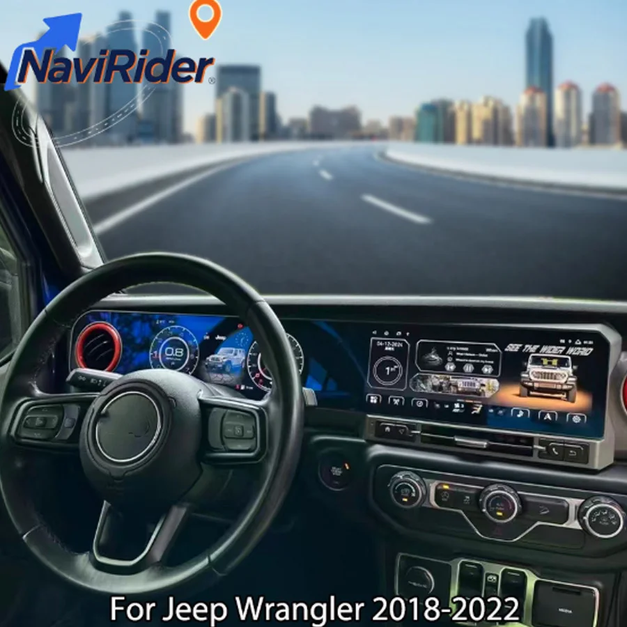 Navigation Dual Screen 24.6inch For Jeep Wrangler 2018-2022 Android Video Player Stereo Auto Car Radio Multimedia Carplay Audio