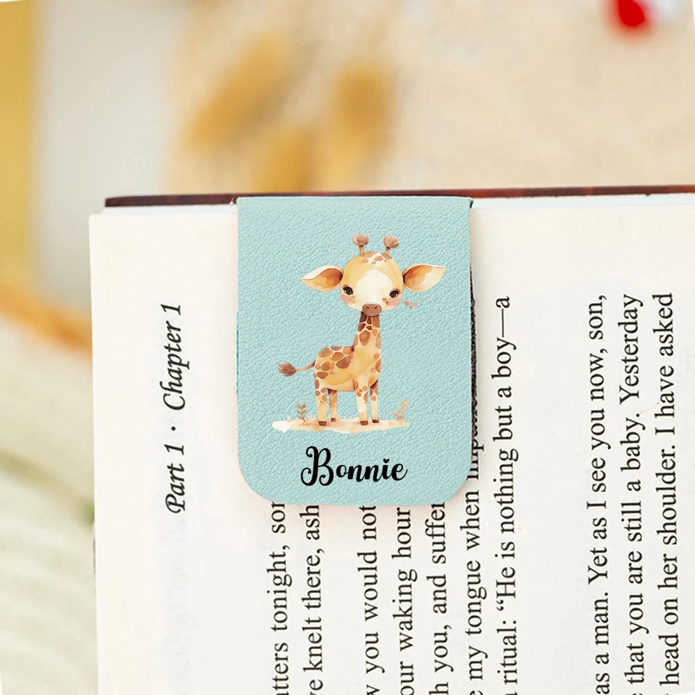 1PC Colorful Giraffe Custom Text Print Aqua Blue Magnetic Book Mark For Educational Supplies view 3