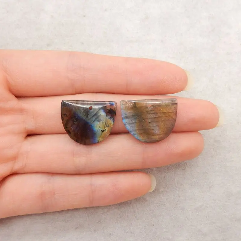 

Labradorite Half-Moon Gem Pair Iridescent Hues Artisanal Jewelry Mystical Designs Gemstone Earrings Natural Healing Crystals