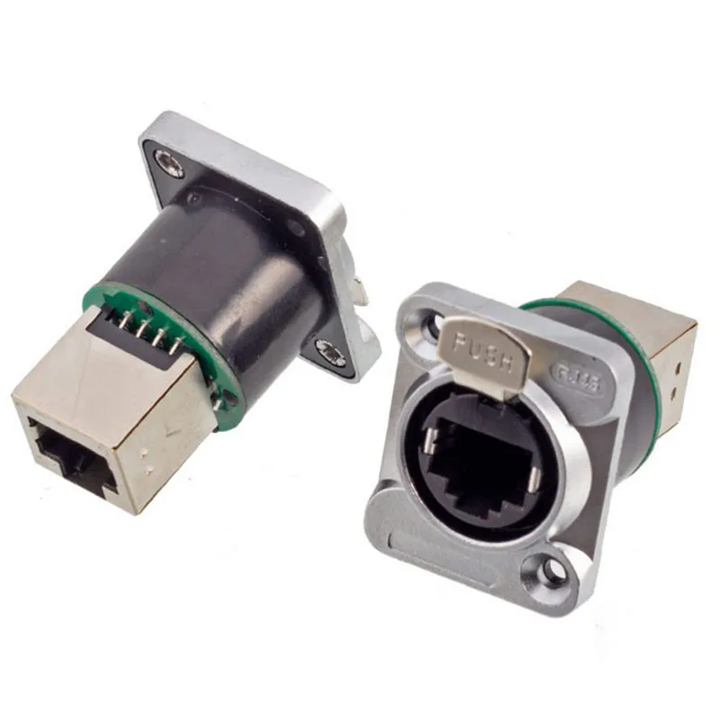 RJ45 Ethernet Cable Connector Industrial Micro CAT5E CAT6A Network Plug 8P rj45 D Type Panel Mount Straight Right Angled Socket