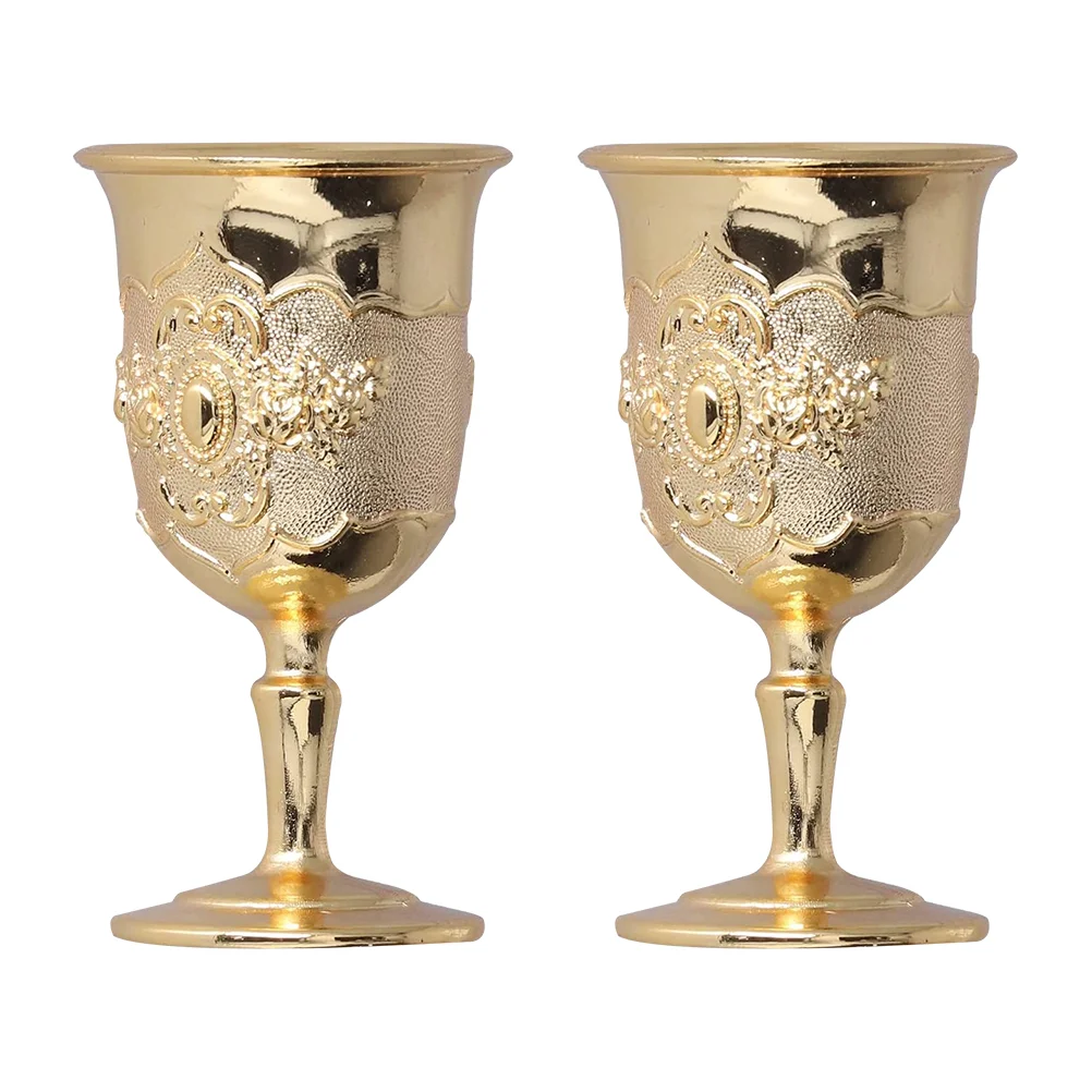 

2 Pcs Vintage Goblet Red Holder Cup Martini Glasses Party Drinking Metal Sparkling