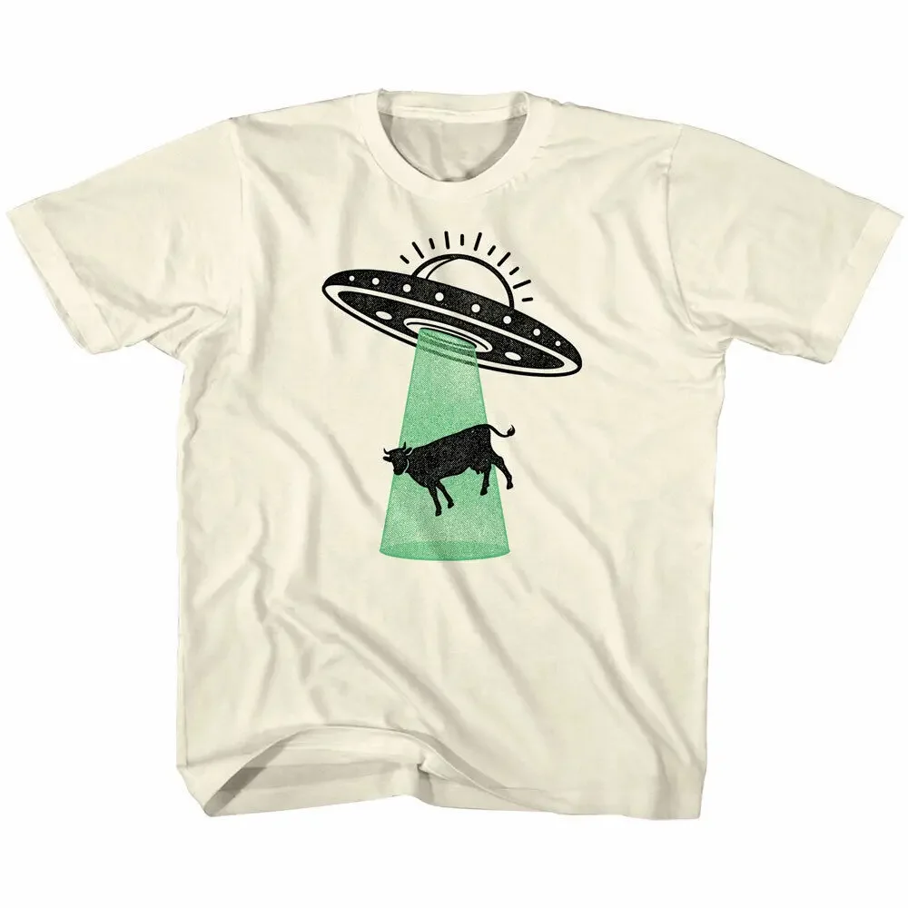 Cosmic Society UFO Alien Abduction Kids T Shirt Youth Beam Flying Cow Toddler