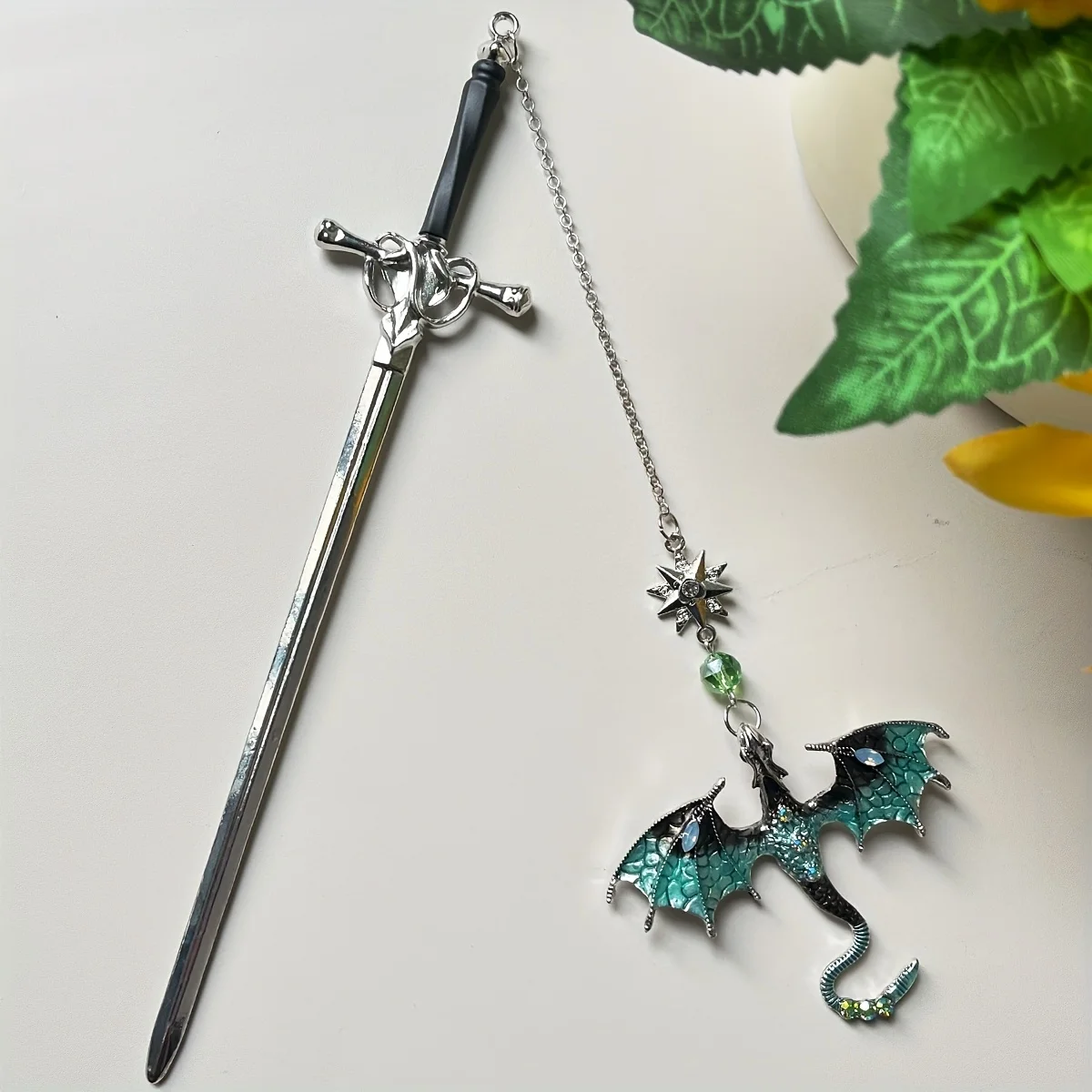 Bview Art Medieval Dragon Sword Bookmark for Readers Alloy Fantasy Bookworm Gift Cool Unique Birthday Present - view 5