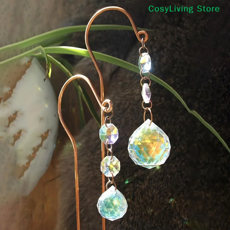 [CL]1Pcs Lawn Decoration Sun Catcher Crystal Ball Flower POTS Pile Plant Stumps Potted Plants Indoor Outdoor Hanging Decor[CL]