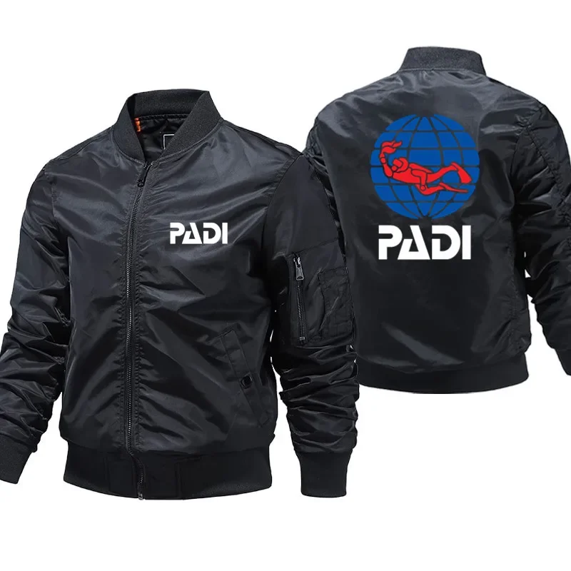 

Scuba driver Padi Men's Bomber Windbreaker Zipper Jacket Pilot Air Thick Parkas Jacket Motorcycle Military Race Coats Oversized