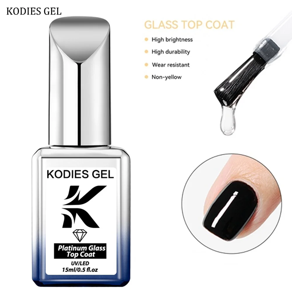 KODIES GEL Glass Top Coat Super Shine Gel Nail Polish Vernis Semi Permanent UV Soak Off Gel Lacquer Finish Sealing Manicure Nail