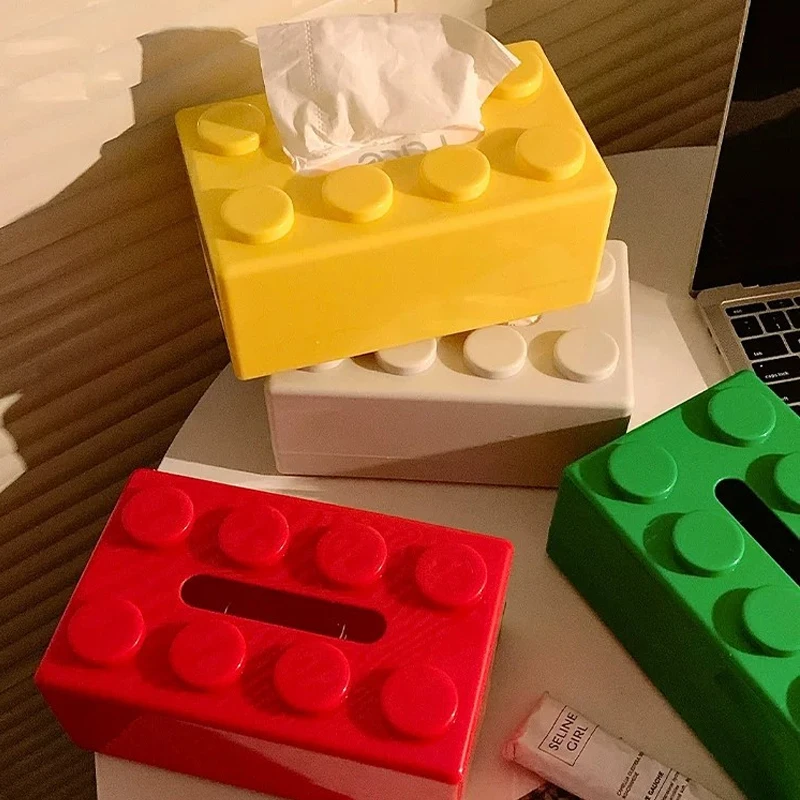 1PC Creative Cartoon Building Block Tissue Box with High Aesthetic Value for Household Napkins Paper Drawer Storage Box