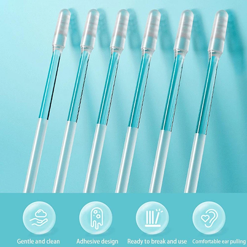 24 pçs/caixa descartável pegajoso orelha cotonetes escolher reutilizável limpador de ouvido macio ferramenta de remoção de cera de ouvido removedor de cera de ouvido para idosos adulto criança