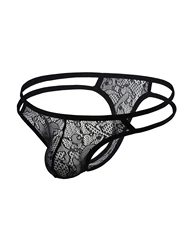 Men's underwear sexy double belt lace breathable men's thong