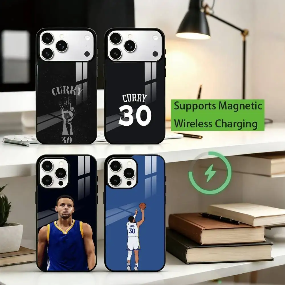 

B-Basketball star S-Stephen Curry Phone Case For iPhone17,16,15,14,13,12,11 Plus,Pro Allows magnetic wireless charging