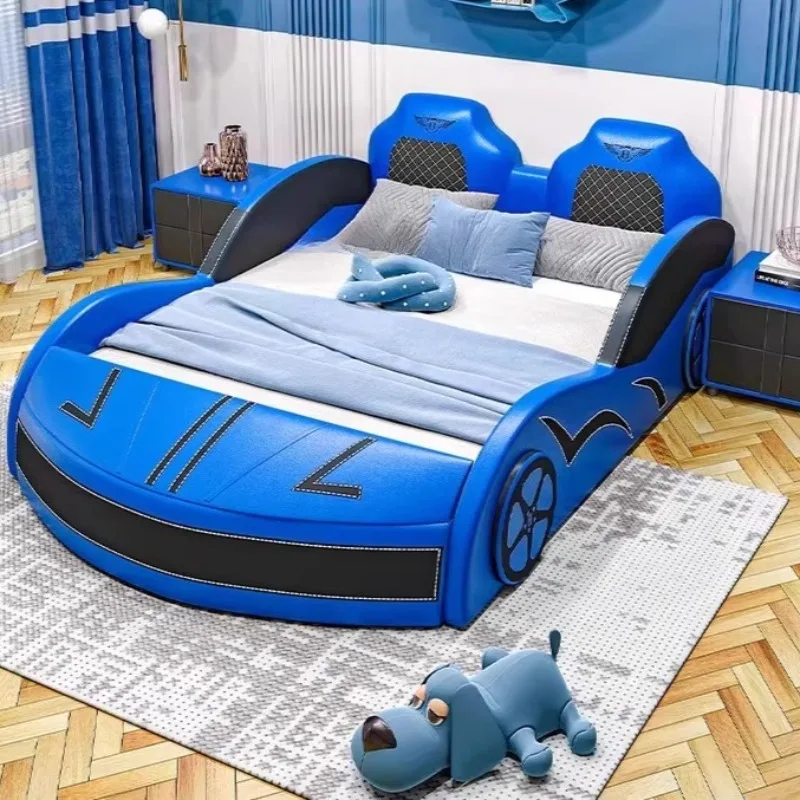 شكل سيارة عادي للأطفال سرير أمان الدرابزين تصميم واحد سرير أطفال روضة أطفال على الطراز الحديث مضاءة أثاث Enfant للمنزل