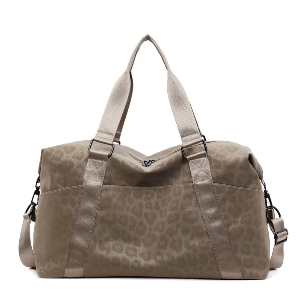 Leopard Print Travel Duffle Bag Waterproof Adjustable Strap Large Capacity Bag Portable Multi-Functional Lightweight Handbag