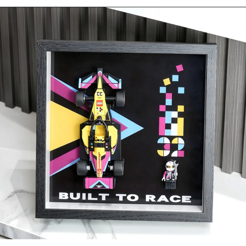 Display Frame for Lego 77258 Racing Car Building Blocks, Acrylic Dust Proof Display Box, Collectible 77258 Model Photo Frame