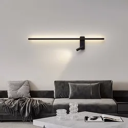 Lámpara de pared LED larga y moderna, focos giratorios creativos, sala de estar, dormitorio, iluminación de cabecera, Fondo de pared, decoración del hogar