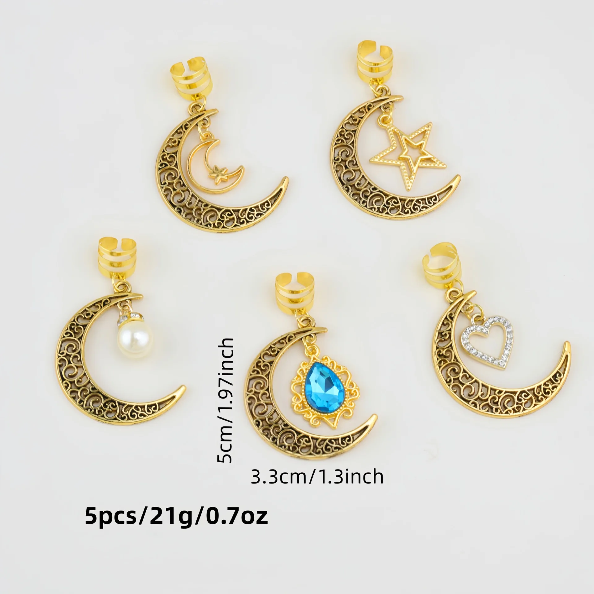 

Hot Sale Star Moon Dreadlock Hair Rings Set Vintage Metal Braid Accessories for Hanfu Ethnic Style Gift Supply