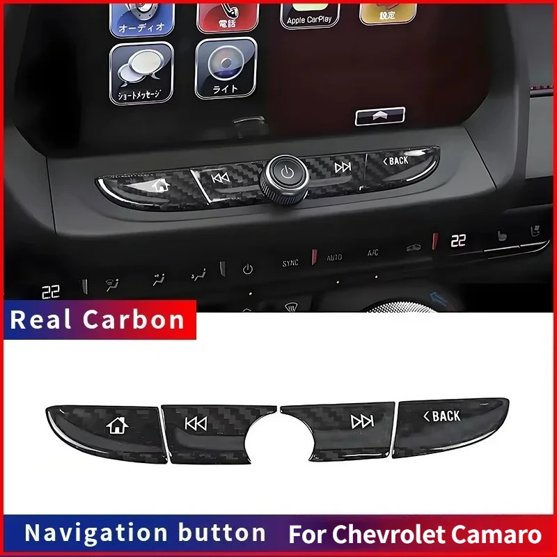 

For Chevrolet Camaro Real Dry Carbon Fiber 2010-2015 Interior Center Navigation Bezel Button Sticker Modification Navigation