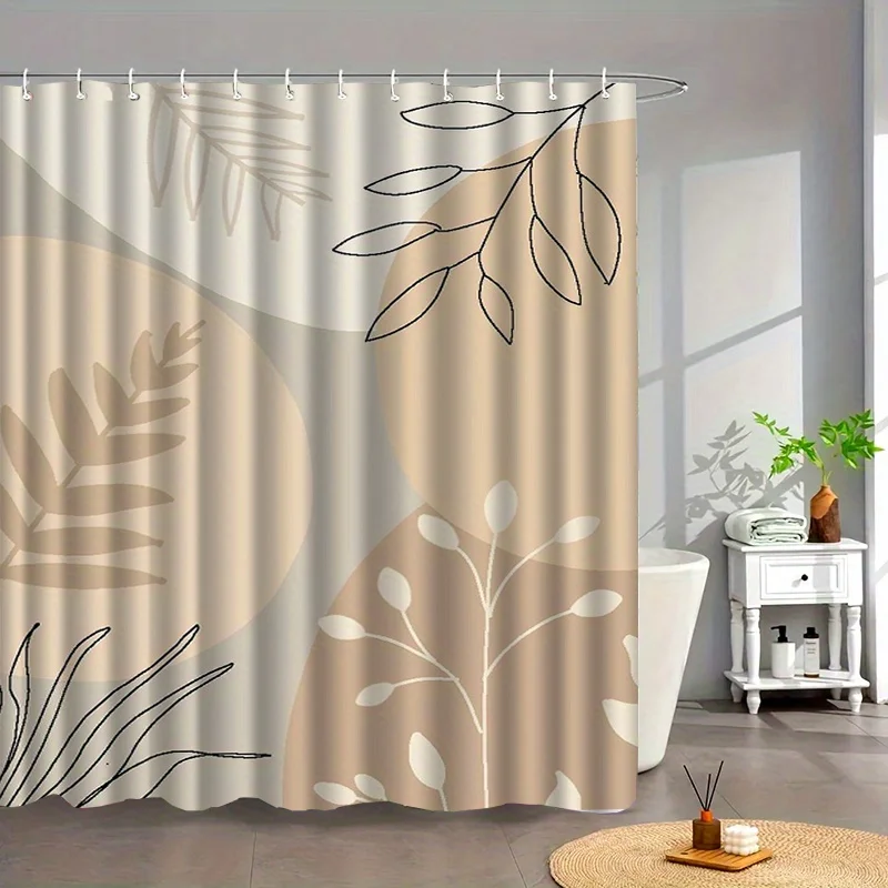 Jit1pc Basic Sketched Design Shower Curtain, Luxurious Stylish Bathroom Drape, Versatile Curtain, Bathroom Decor Design
