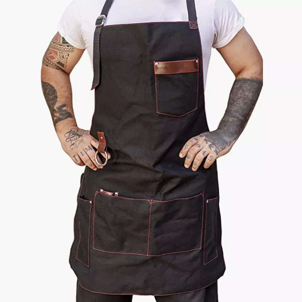 Kitchen Apron high quality For Pros Chef Waterproof Cooking Apron for Men Canvas With Pockets Fabric Barbecue Father Gift Apron