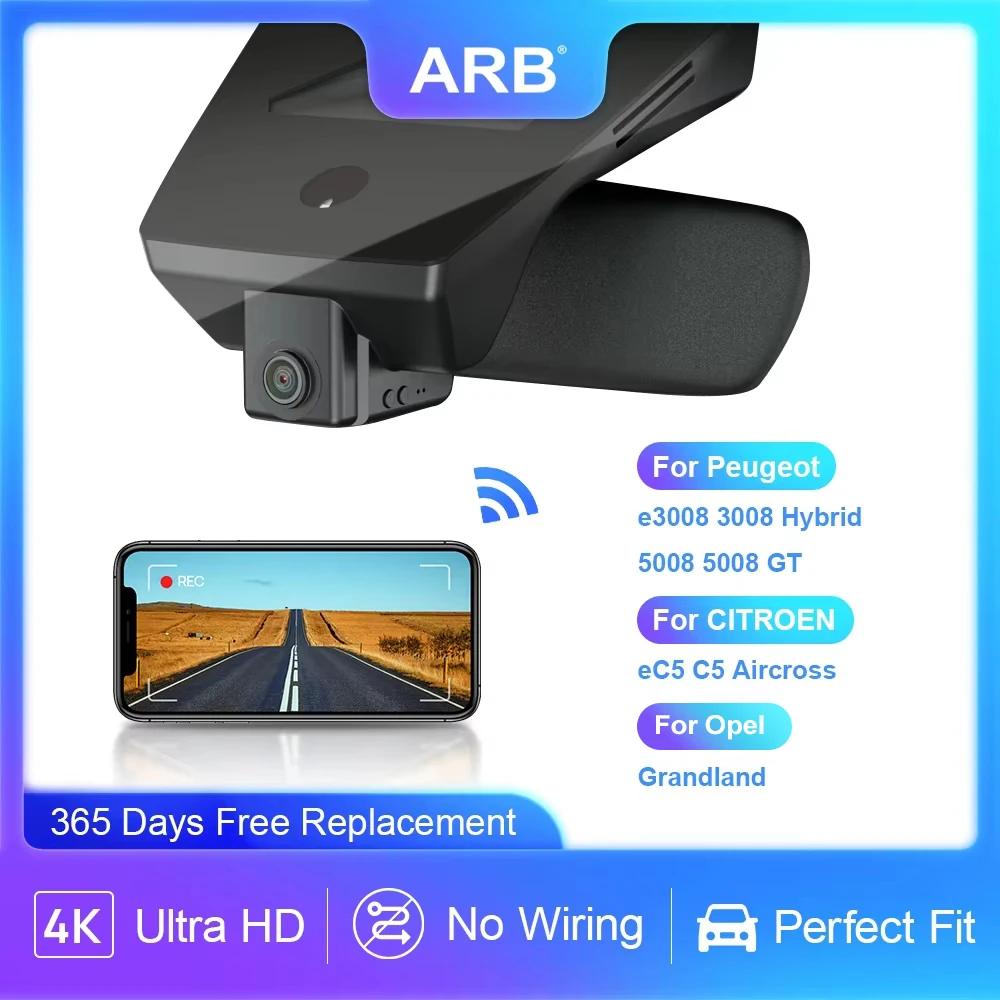 Car DVR for Peugeot E3008 3008 & Vauxhall Opel Grandland 2018-2026, ARB Dashcam for 5008 GT & CITROEN EC5 C5 Aircross 2025 2026