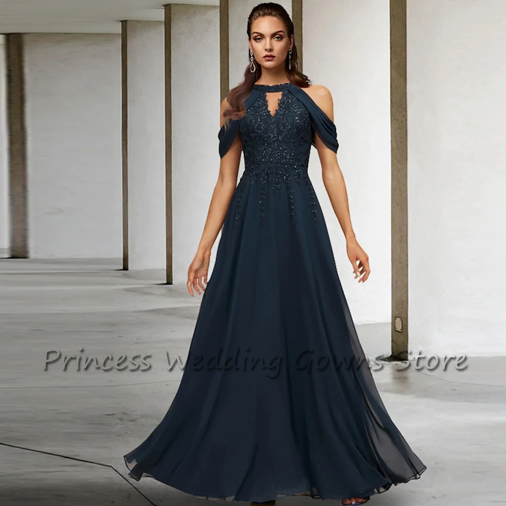 Customized Mother Of The Bride Dress Sleeveless Applique Sequin A Line Floor Length Wedding Guest Party Gown Simple Vestido