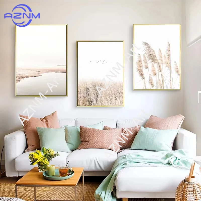 1/3pc Landscape Nature Plant Reed Wall Art Field Style Posters and Prints Canvas Painting Decoration Pictures for Living Decor
