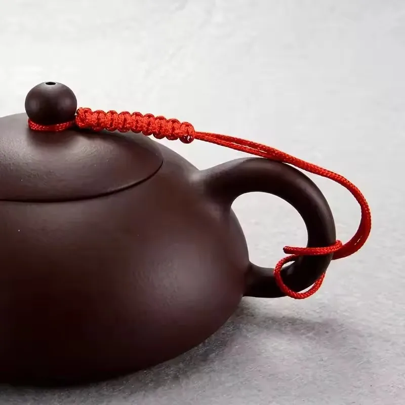 5pcs/Lot Teapot Purple Clay Teapot Rope Wrist Strap Diy Jade Thread Handmade Woven Anti Drop Tea Set Small Gift Jewelry