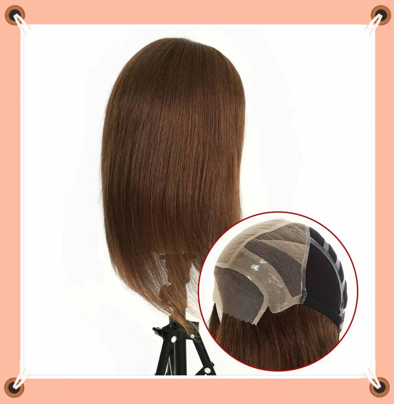 

Парик из натуральных волос TUWG05 с полным кружевным основанием и шелковой верхушкой для пациентов с раком, с шелковой и силиконовой полоской, из китайских необработанных человеческих волос