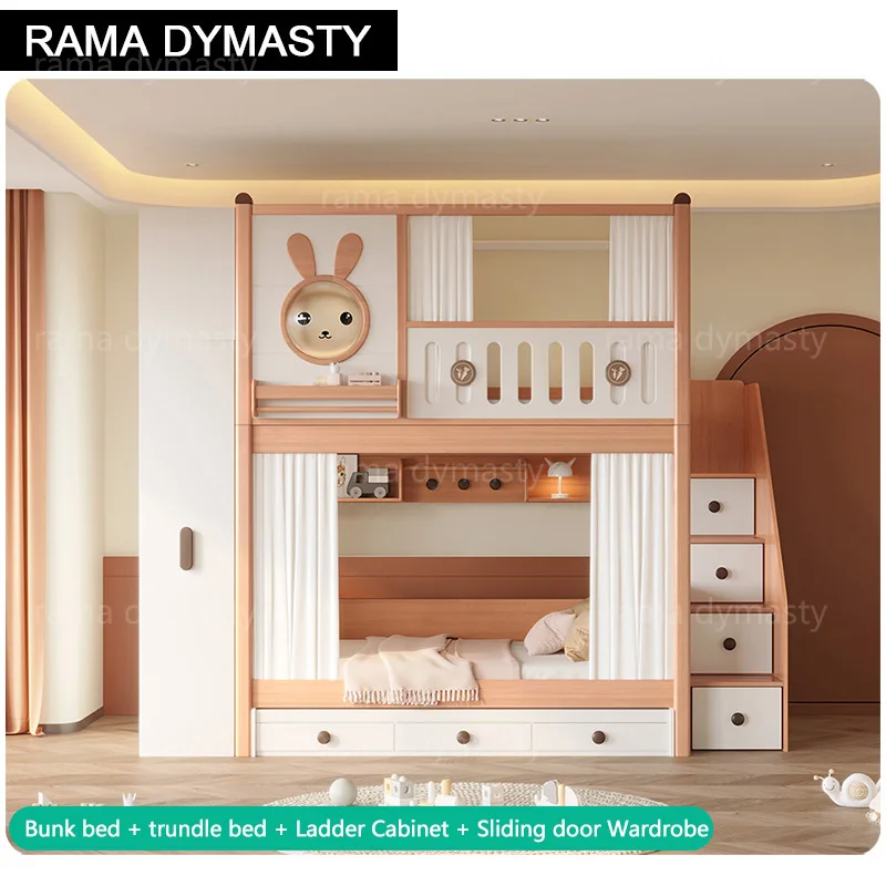 Children'S Bunk Bed With High Guardrail Mother And Child Bed Multifunctional Combination Of High And Low Beds Bunk Beds